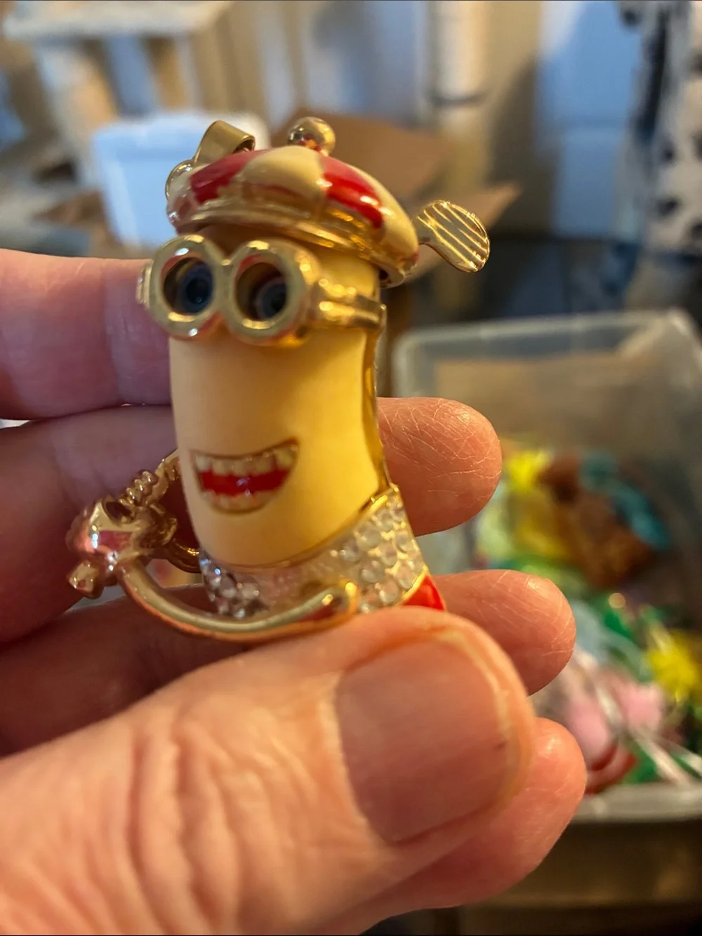 Minion-Inspired Golf enthusiast Pendant Necklace with Red Enamel, Legs Move